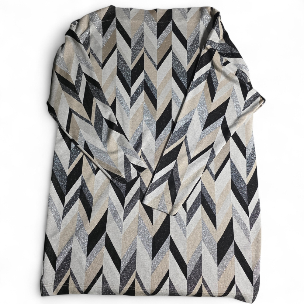 Trina Turk XXL Gina Metallic Chevron Dress 2XL 3XL Bracelet Sleeve‎ Swing